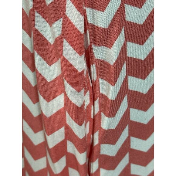 Women’s Summer Dress Orange White Chevron Pattern Slip On Dress Pockets Size (M) - Picture 11 of 16